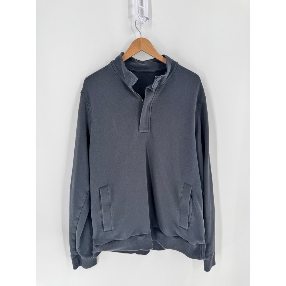 Vuori Cypress 1/4 Zip Mens XL Faded Black Magnetic Button Pullover Sweatshirt